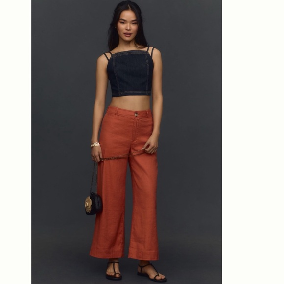 Anthropologie The Ettie High-Rise Crop Wide-Leg Pants by Maeve: Linen Edition 27 - Picture 2 of 9